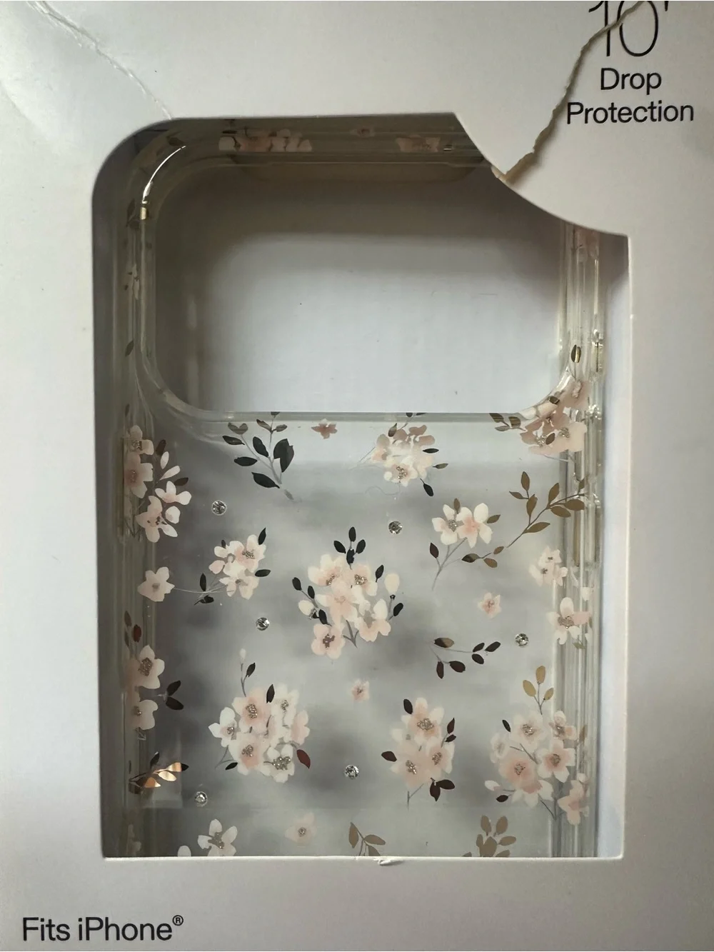 Onn Clear Floral iPhone 17 Pro Case – Soft Pink & White Flowers
